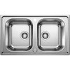 Kép 1/5 - BLANCO DINAS 8 rozsdamentes mosogató két furattal, lefolyó távműködtetővel 524116