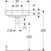 Kép 3/4 - Geberit Selnova Square kézmosó, 50x17x42cm, csaplyuk nélkül, túlfolyóval (500.301.01.1)