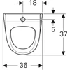 Kép 2/4 - Geberit Selnova vizelde, felső bekötésű, hátsó vagy alsó kifolyású, 36x61x37cm, lefolyó hátrafelé vagy lefelé (500.343.01.1)