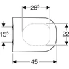 Kép 2/4 - Geberit Smyle WC-ülőke, szögletes, lecsapódásgátlós, gyorskioldós zsanérral, rögzítés felülről (500.980.01.1)