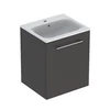 Kép 1/4 - Geberit Selnova Square mosdószekrény, keskeny peremű mosdóval, egy ajtós, Láva/Matt bevonat 501.249.00.1
