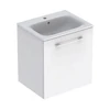 Kép 1/4 - Geberit Selnova Square mosdószekrény, keskeny peremű mosdóval, egy ajtós, fehér 501.252.00.1