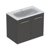 Kép 1/4 - Geberit Selnova Square mosdószekrény, keskeny peremű mosdóval, két ajtós, Láva/Matt bevonat 501.257.00.1