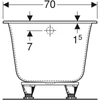Kép 5/5 - Geberit Soana egyenes fürdőkád, keskeny dizájn, lábakkal, 160 x 70 cm (554.001.01.1)