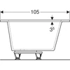 Kép 5/5 - Geberit Selnova Square aszimmetrikus fürdőkád lábakkal, 170x105x47cm, jobb oldali lefolyó, 250l, fényes fehér (554.293.01.1)