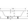 Kép 4/5 - Geberit Selnova Square Duo egyenes fürdőkád lábakkal, 180x80cm (554.387.01.1)