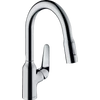 Kép 1/2 - Hansgrohe Focus M4216-H180 egykaros konyhai csaptelep kihúzható zuhanyfejjel, króm 71821000