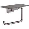 Kép 1/2 - Hansgrohe AddStoris WC papír tartó, polccal szálcsiszolt fekete/króm 41772340