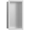 Kép 1/2 - Hansgrohe XtraStoris Individual Falfülke szálcsiszolt rozsdamentes acél felülettel, design kerettel 300/150/100 matt fehér 56094700