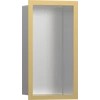 Kép 1/2 - Hansgrohe XtraStoris Individual Falfülke szálcsiszolt rozsdamentes acél felülettel, design kerettel 300/150/100 polírozott arany hatású 56094990