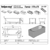 Kép 2/4 - Kolpa-San Tamia 170x75/M-1 Beépíthető egyenes fürdőkád vízmasszázs rendszerrel 590630