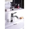 Kép 2/3 - Sapho KIRKÉ mosdócsaptelep, automata leeresztővel, fehér kerámia karral, króm (KI02BC)