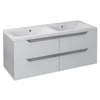 Kép 1/3 - SAPHO WAVE II mosdótartó szekrény, 4 fiókkal, 120x50x48cm, fehér/ezüst tölgy (WA120-3011)