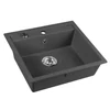 Kép 3/4 - SAPHO Gránit mosogató, egymedencés, 57x51cm, fekete (GR1004)