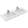 Kép 1/3 - Villeroy & Boch Venticello 130 x 50 cm-es beépíthető dupla mosdó 2 csaplyukkal Stone White CeramicPlus felülettel - 4111DLRW