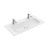 Kép 1/3 - Villeroy & Boch Finion 100 x 50 cm-es beépíthető mosdó 2 csaplyukkal Stone White CeramicPlus felülettel túlfolyó nélkül - 4164A1RW