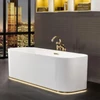 Kép 3/4 - Villeroy & Boch Finion 1700 x 700 mm-e szabadonálló kád Push-to-open lefolyóval és túlfolyóval, Design gyűrűvel, Emotion funkcióval Gold - UBQ177FIN7A300V101
