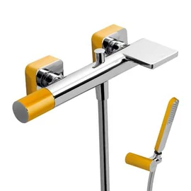 Loft Tres Colors kádtöltő csaptelep zuhanyszettel kaszkád kifolyóval narancssárga/króm 20017001AM