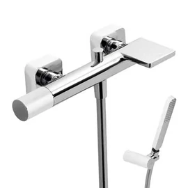 Tres Loft Colors kádtöltő csaptelep zuhanyszettel kaszkád kifolyóval fehér/króm 20017001BL