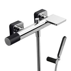 Tres Loft Colors kádtöltő csaptelep zuhanyszettel kaszkád kifolyóval fekete/króm 20017001NE