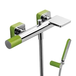 Tres Loft Colors kádtöltő csaptelep zuhanyszettel kaszkád kifolyóval zöld/króm 20017001VE