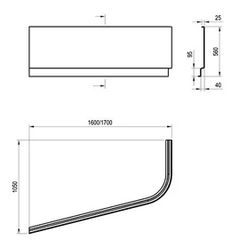 Ravak CHROME 170-es aszimmetrikus előlap, balos CZA3100A00