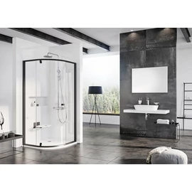 Ravak PSKK3-80 háromrészes negyedköríves kifelé nyíló zuhanysarok  Fekete+Transparent 37644300Z1