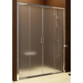 Ravak Blix BLDP4-200 toló rendszerű, négyrészes zuhanyajtó szatén kerettel, transparent edzett biztonságiüveg betéttel