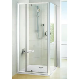 Ravak Pivot PDOP2-120 kétrészes kifelé nyíló zuhanyajtó fehér kerettel, transparent biztonsági üveggel