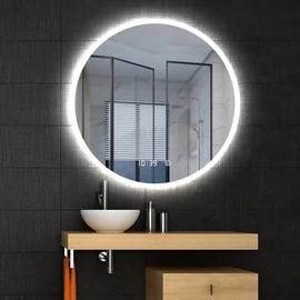 AREZZO design LED okos tükör 100 cm-es kerek+állítható fényerő,páramentesítő funkció,óra,hőmérő AR-3054