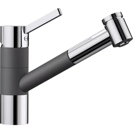 BLANCO TIVO-S Silgranit/króm kihúzható zuhanyfejes mosogató csaptelep (palaszürke, #518798)