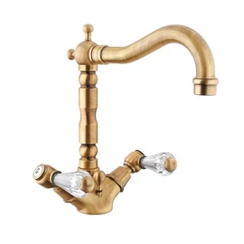 Bugnatese Revival (434BR) bronz mosdócsaptelep Magasított, Cristallo fogantyúval