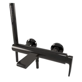 Bugnatese Simple fali kádcsaptelep zuhanyszettel, fényes fekete króm színben 6602CNL