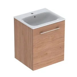 Geberit Selnova Square mosdószekrény, keskeny peremű mosdóval, egy ajtós, Feketedió hickory világos/Melaminos faszerkezet 501.251.00.1