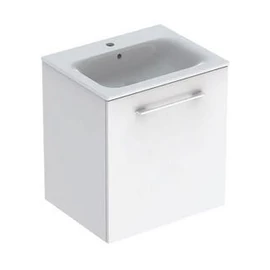 Geberit Selnova Square mosdószekrény, keskeny peremű mosdóval, egy ajtós, fehér 501.252.00.1