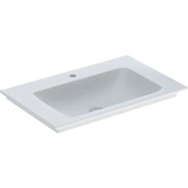 Geberit ONE mosdó alsószekrényhez, függőleges lefolyóval, 75x48cm, csaplyukkal, túlfolyó nélkül, fehér / KeraTect (505.010.01.2)