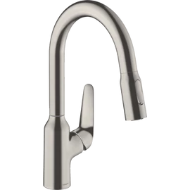 Hansgrohe Focus M4216-H180 egykaros konyhai csaptelep kihúzható zuhanyfejjel, rozsdamentes acél 71821800