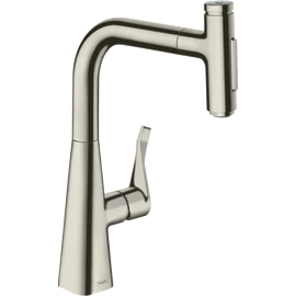 Hansgrohe Metris Select M7117-H240 egykaros konyhai csaptelep kihúzható kifolyóval, rozsdamentes acél 73817800
