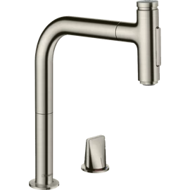 Hansgrohe Metris M71 M7120-H200 2-lyukú egykaros konyhai csaptelep kihúzható kifolyóval, rozsdamentes acél 73818800