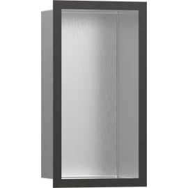 Hansgrohe XtraStoris Individual Falfülke szálcsiszolt rozsdamentes acél felülettel, design kerettel 300/150/100 szálcsiszolt fekete/króm 56094340