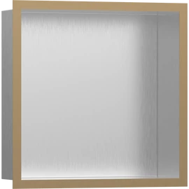 Hansgrohe XtraStoris Individual Falfülke szálcsiszolt rozsdamentes acél felülettel, design kerettel 300/300/100 szálcsiszolt bronz 56097140