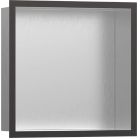 Hansgrohe XtraStoris Individual Falfülke szálcsiszolt rozsdamentes acél felülettel, design kerettel 300/300/100 szálcsiszolt fekete/króm 56097340