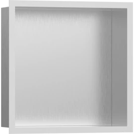 Hansgrohe XtraStoris Individual Falfülke szálcsiszolt rozsdamentes acél felülettel, design kerettel 300/300/100 matt fehér 56097700