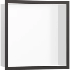 Hansgrohe XtraStoris Individual Falfülke matt fehér színben, design kerettel 300/300/100 szálcsiszolt fekete/króm 56099340