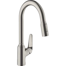Hansgrohe Focus M42 Egykaros konyhai csaptelep kihúzható zuhanyfejjel nemesacél felület 71800800