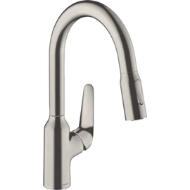 Hansgrohe Focus M42 Egykaros konyhai csaptelep 160, kihúzható zuhanyfejjel nemesacél felület 71801800
