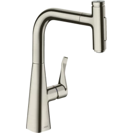 Hansgrohe Metris Select M71 M7117-H240 egykaros konyhai csaptelep kihúzható kifolyóval nemesacél felület 73822800