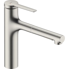 Hansgrohe Zesis M33 Egykaros konyhai csaptelep 160, kihúzható kifolyóval, 2 jet, sBox light nemesacél felület 74804800