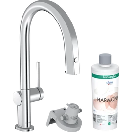 Hansgrohe Aqittura M91 Vízszűrős konyhai csaptelep 210, kihúzható zuhanyfejjel, 1jet, sBox, indulókészlet króm 76800000