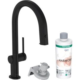 Hansgrohe Aqittura M91 Vízszűrős konyhai csaptelep 210, kihúzható zuhanyfejjel, 1jet, indulókészlet matt fekete 76801670